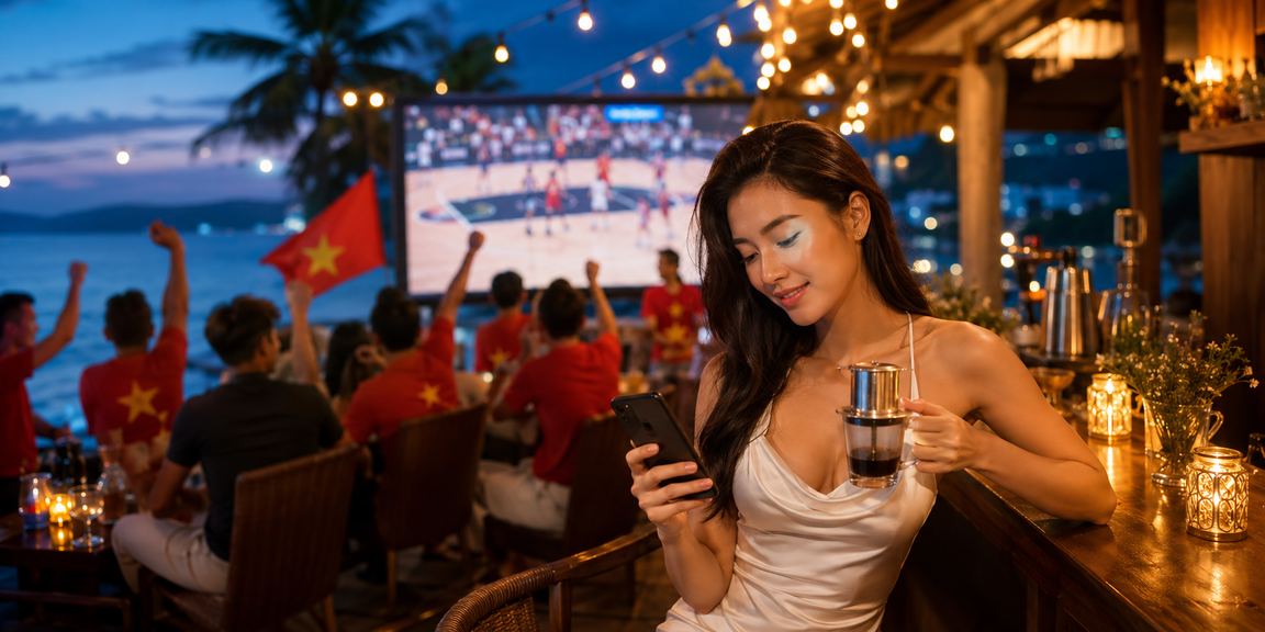 Người hâm mộ bóng rổ xem kèo tại quán cà phê Phú Quốc